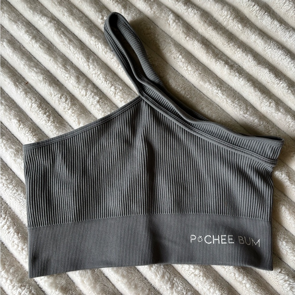 Pochee Bum Gray One-Shoulder Top
